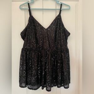 Torrid Black Sequin Peplum Top